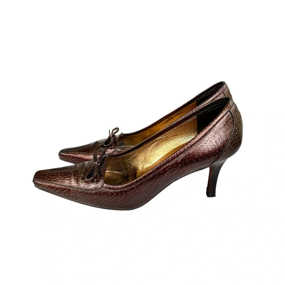 Delman Heels Metallic Brown Pumps